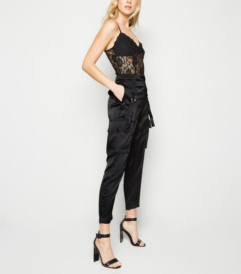 black satin utility trousers