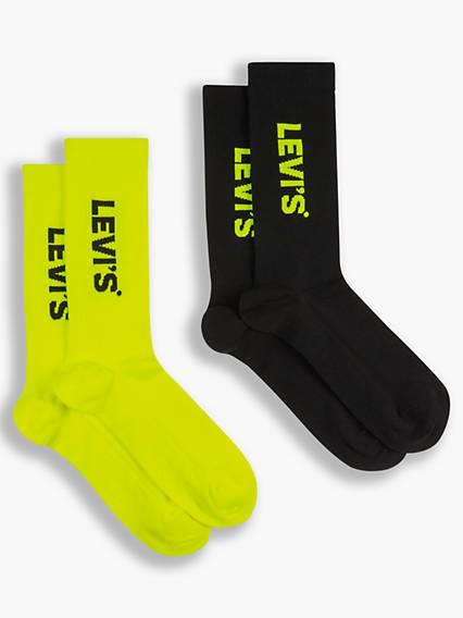 Levi's Regular Cut Socks 2 Pack - Yellow / Neon Yellow