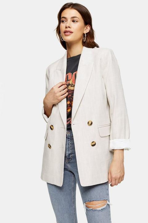 Ecru Double Breasted Blazer