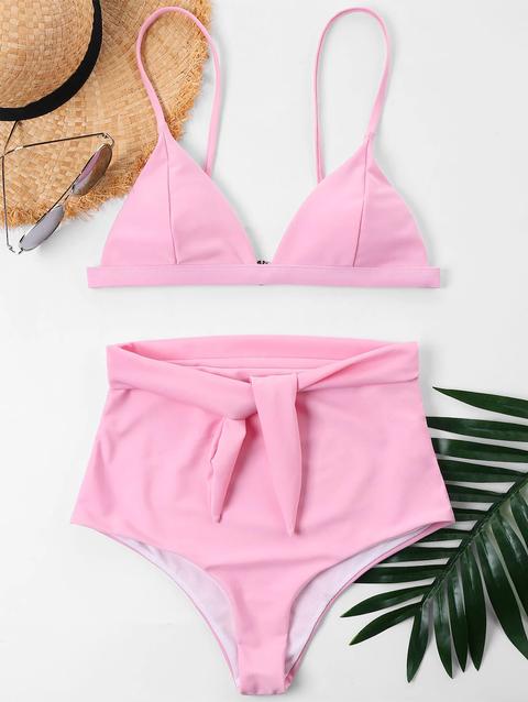 Bikini Annodato A Vita Alta Light Pink