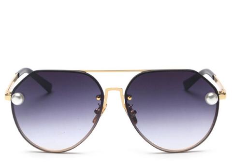 Palm Pearl Black Aviators