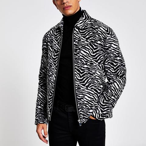 Black Zebra Print Zip Through Western Jacket