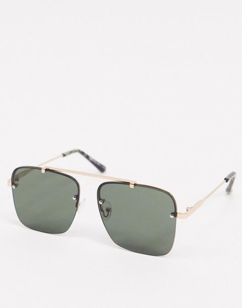 Pieces Square Aviator Sunglasses In Black-gold