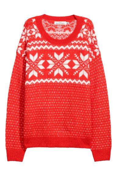 H & M - Pullover In Maglia Jacquard - Rosso