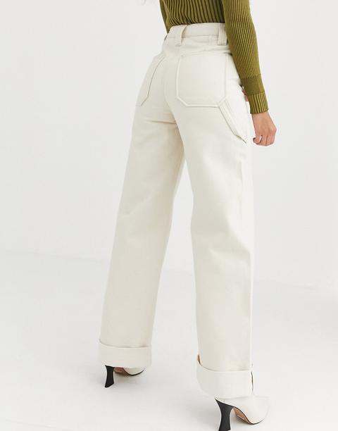 jeans wide leg beige