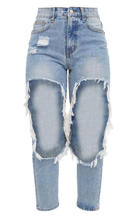 Open thigh 2024 ripped jeans