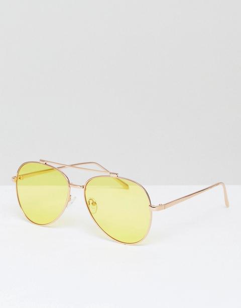 Gafas De Sol De Aviador Con Lentes Amarillas De Skinnydip
