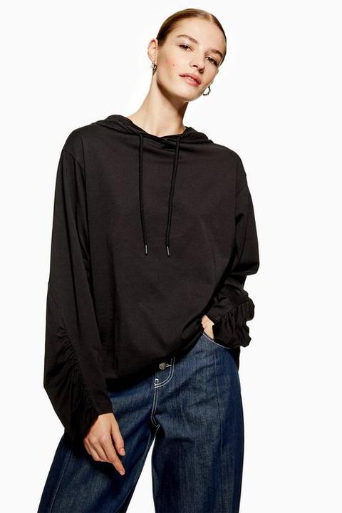 Womens **gathered Hoodie By Boutique - Black, Black