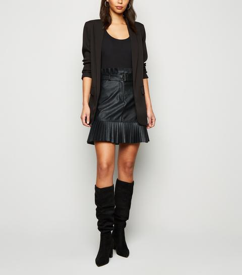 Newlook leather pleated outlet skirt