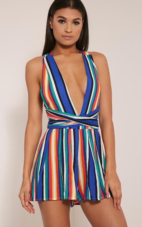 Ailee Multi Stripe Tie Back Playsuit
