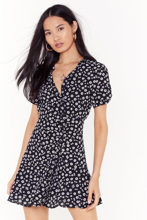 Womens Daisy About You Puff Sleeve Mini Dress