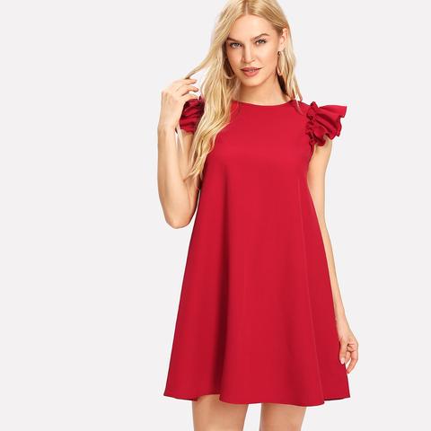 Vestito Con Spalle A Volant