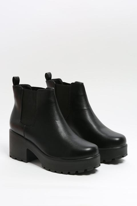Black Chunky Chelsea Ankle Boots