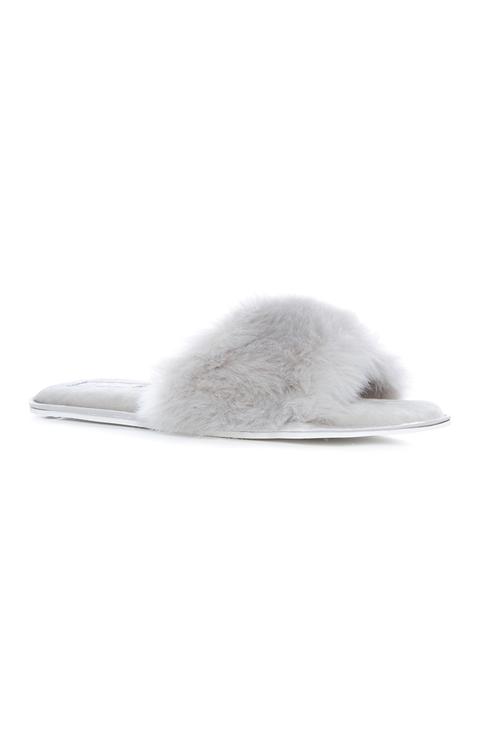 Grey Fluffy Slipper