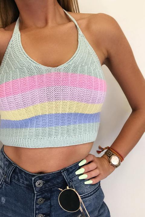 Mollie Pastel Knitted Crop Top