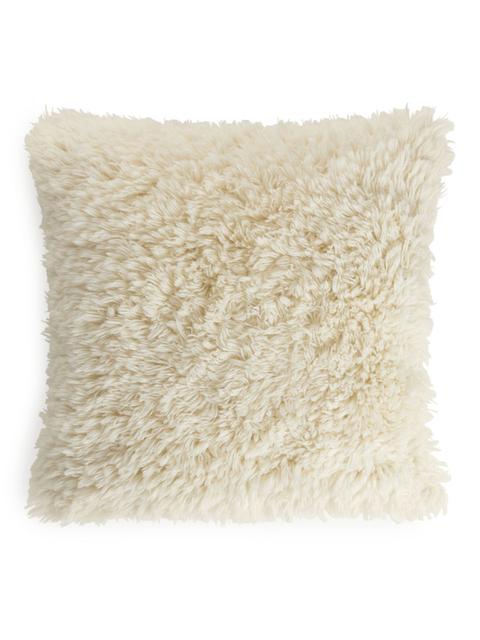 Shaggy Wool Cushion Cover 50 X 50 - White