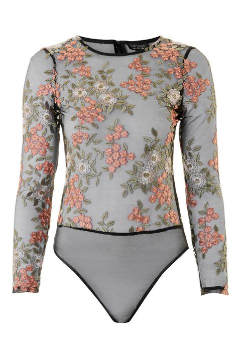 Womens Long Sleeve Winter Floral Body - Black, Black