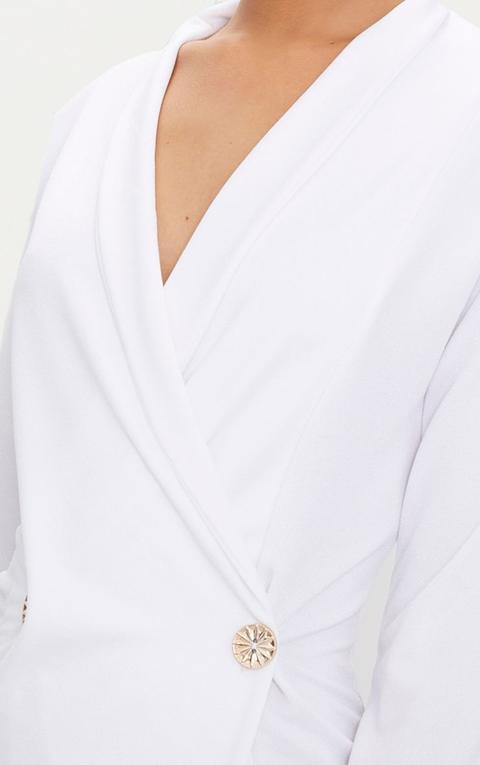 white button detail blazer midi dress