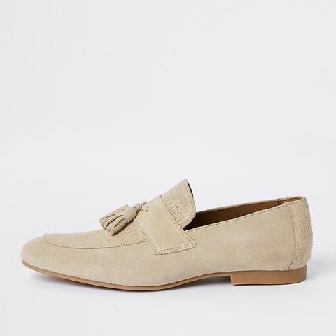 stone suede loafers
