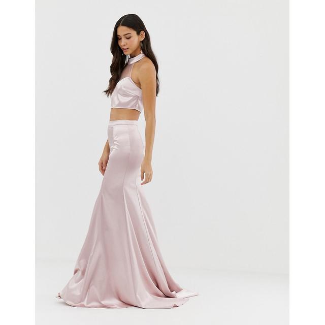 Jupe longue satin rose Clearance