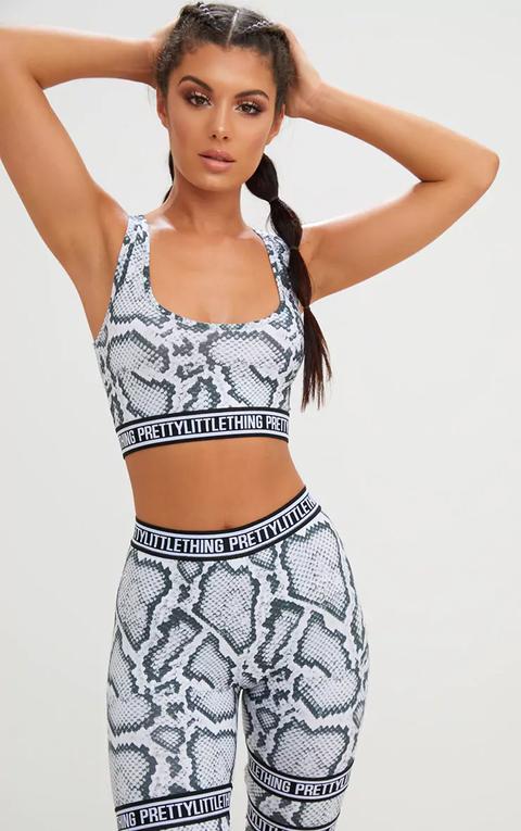 Prettylittlething Snake Band Crop Top, White