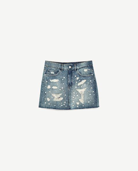 Falda Denim Bordada