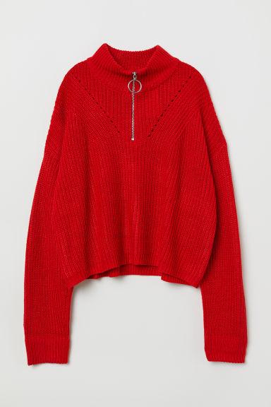 H & M - Pull En Maille Texturée - Rouge