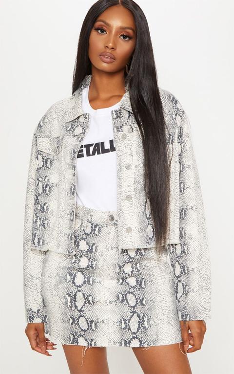 Grey Snake Print Denim Jacket from 