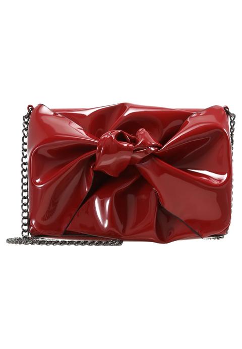 New Look Oversized Patent Bow Chain Borsa A Tracolla Red