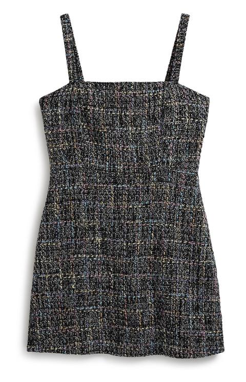 boucle pinafore dress