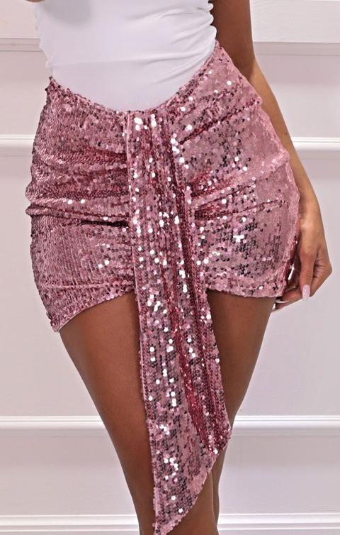sequin mini skirt pink