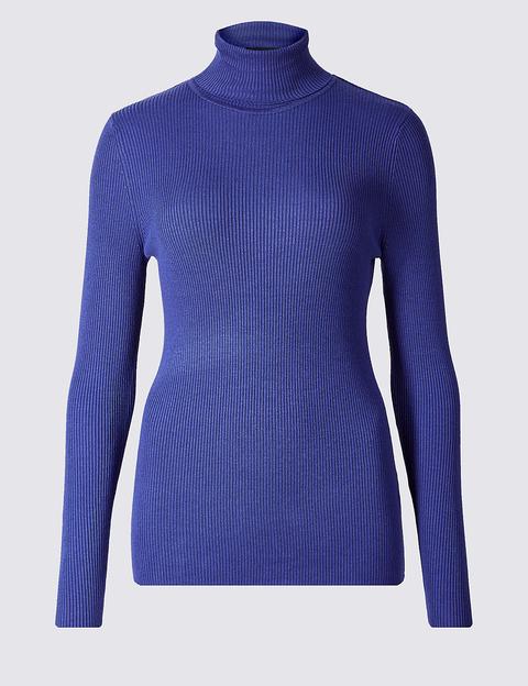 Ribbed Roll Neck Jumper