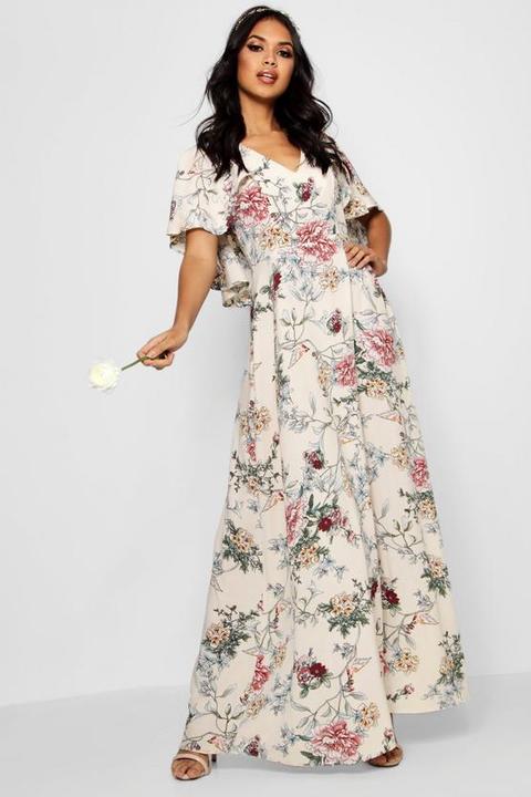 Boutique Mallorie Floral Cape Maxi Dress