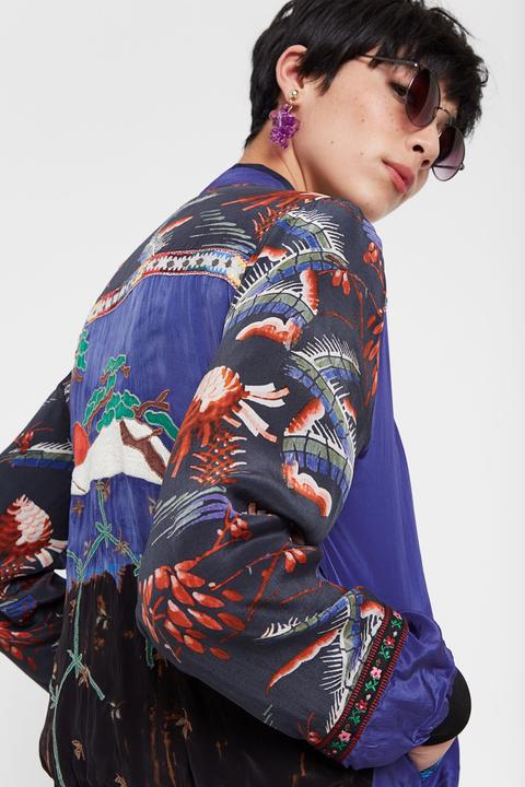 Bomber Con Estampado Oriental