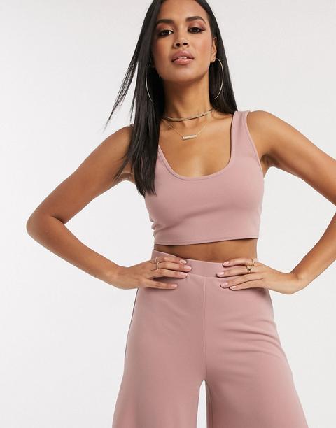 Asos Design Jersey Suit Crop Top-pink