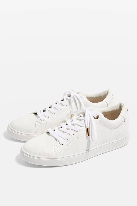 Womens Curly Lace Up Trainers - White, White