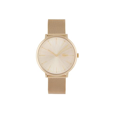 Reloj De Mujer Moon Ultrafino Con Pulsera De Malla Chapada En Oro Amarillo