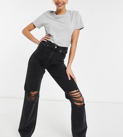 Vaqueros Negros Rasgados De Pernera Ancha Echo De Dr Denim Tall