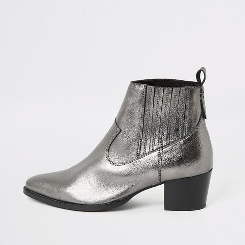 silver metallic boot