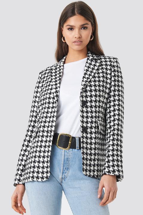 Na-kd Classic Big Dogtooth Blazer - Black,multicolor