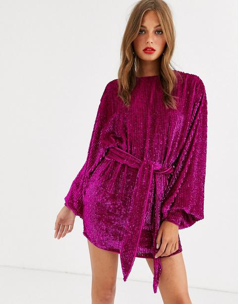 asos pink sequin dress