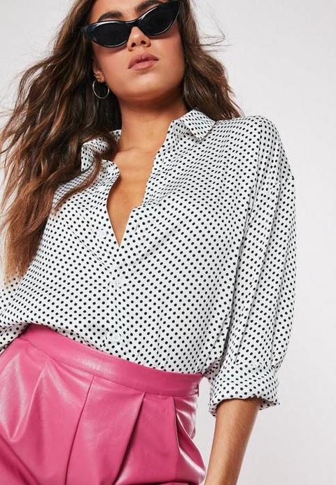 White Polka Dot Extreme Oversized Satin 