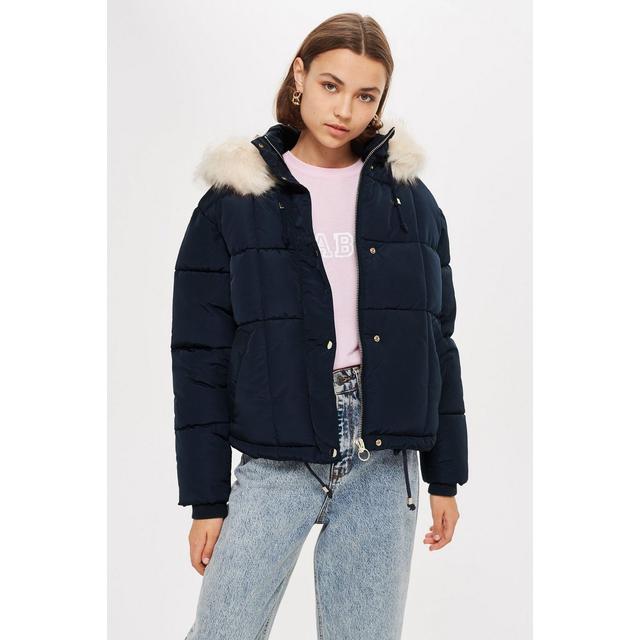 topshop navy puffer jacket