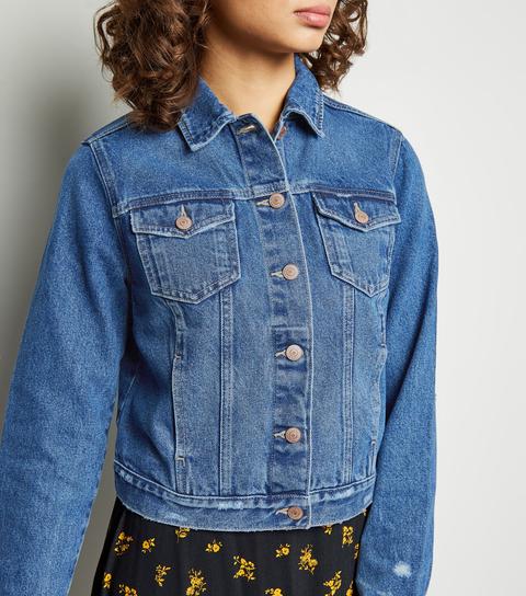 Blue Distressed Denim Jacket New Look