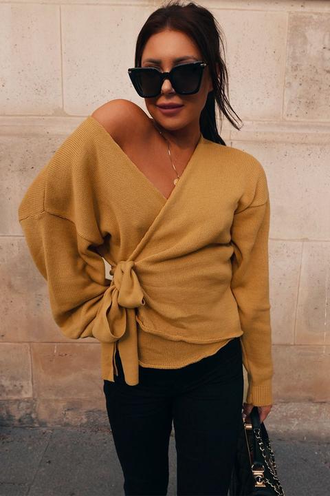 Camel Cardigans - Lorna Luxe Honey 'but First' Wrap Cardigan from In ...