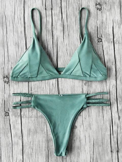 Set Bikini De Tirantes Trenzados Con Aberturas