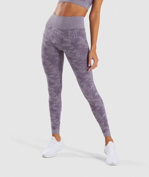 Gymshark Camo Seamless Leggings - Lavender Grey