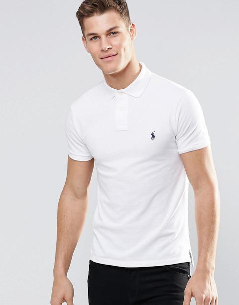 Polo De Corte Slim En Blanco Con El Logo De Polo Ralph Lauren