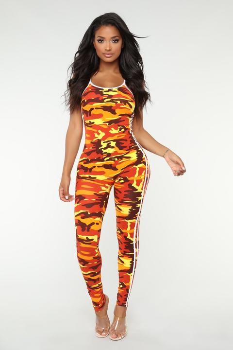 Camo Baby Lounge Jumpsuit - Orange