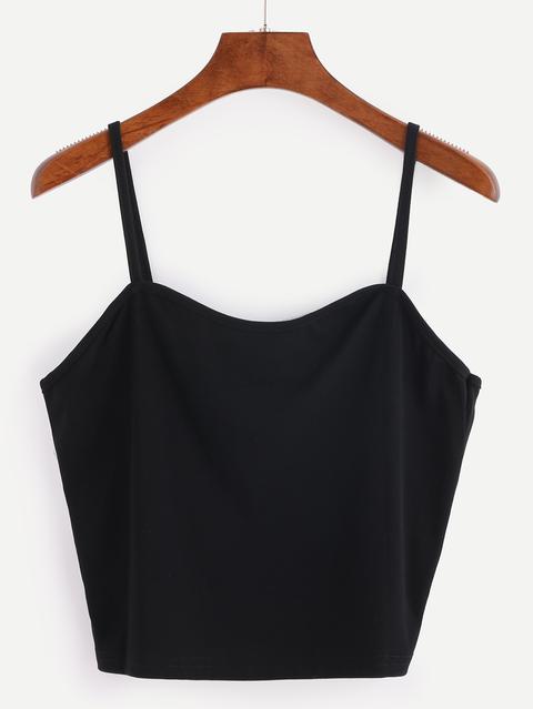 Binding Crop Cami Top - Black